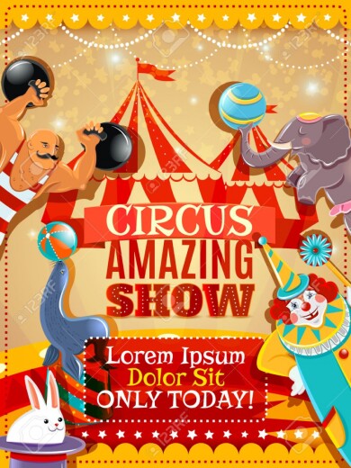 Circus performance announcement vintage poster
