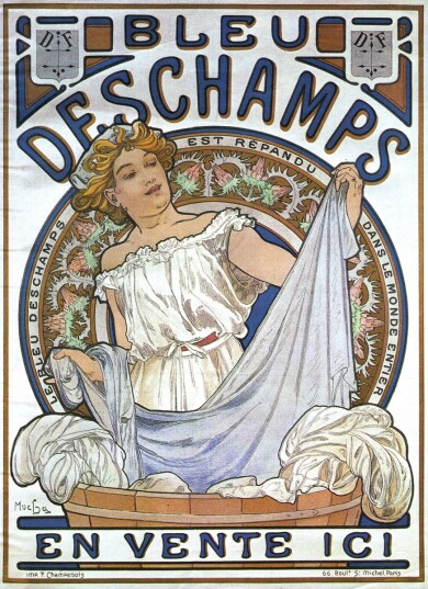 Bleu-Deschamps-Alphonse-Mucha-Art-Nouveau-Vintage-Poster-1897