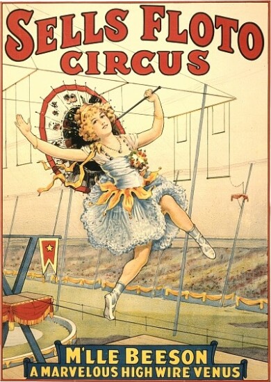 Vintage_Circus_Posters_Sells_Floto_circus_Mlle_Beeson_a_marvelous_high_wire_Venus