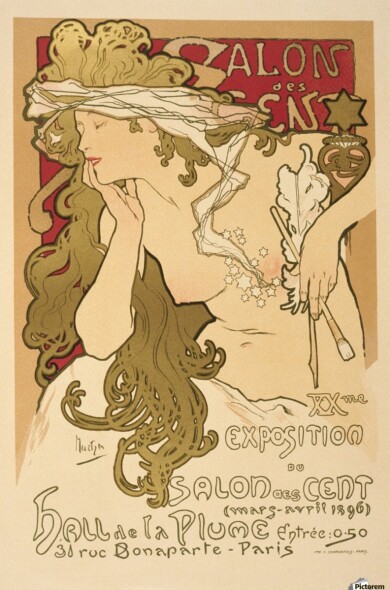900_Salon-des-Cent-Alphonse-Mucha-Art-Nouveau-Vintage-Poster