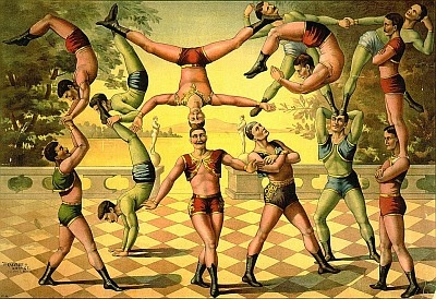 Vintage_Circus_Posters_Thirteen_men_doing_acrobatics