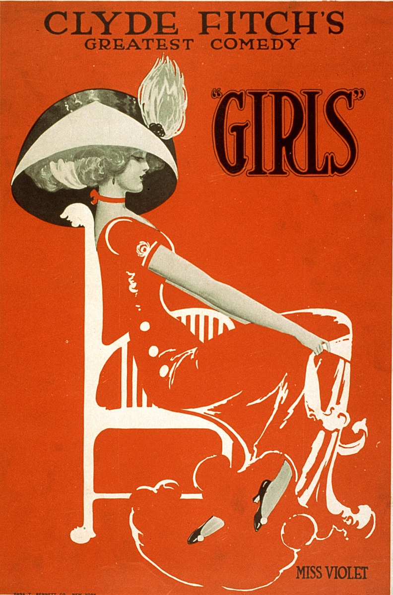 Girls-Broadway-Show-by-Clyde-Fitch-Vintage-Poster-1906